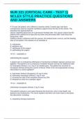 NUR 221 (CRITICAL CARE - TEST 1) NCLEX STYLE PRACTICE QUESTIONS AND ANSWERS