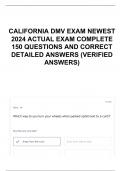 CALIFORNIA DMV EXAM NEWEST 2024 ACTUAL EXAM COMPLETE 150 QUESTIONS AND CORRECT DETAILED ANSWERS (VERIFIED ANSWERS) 