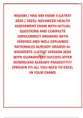 NSG500 / NSG 500 EXAM 3 (LATEST 2024 / 2025): ADVANCED HEALTH ASSESSMENT EXAM WITH ACTUAL QUESTIONS AND COMPLETE 100%CORRECT ANSWERS WITH VERIFIED AND WELL EXPLAINED RATIONALES ALREADY GRADED A+ BYEXPERTS |LATEST VERSION 2024 WITH GUARANTEED SUCCESS AFTER