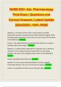 NURS 6521 Adv. Pharmacology Final Exam | Questions and Correct Answers | Latest Update 2024/2025 | 100% PASS