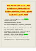 RBC 1 California P.O.S.T Test Study Guide | Questions and Correct Answers | Latest Update 2024/2025 | 100% PASS