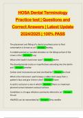 HOSA Dental Terminology Practice test | Questions and Correct Answers | Latest Update 2024/2025 | 100% PASS