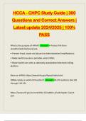 HCCA - CHPC Study Guide | 300 Questions and Correct Answers | Latest update 2024/2025 | 100% PASS