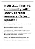 NUR 211 Test -1 - Immunity with 100- correct answers (latest update).