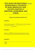 TEST BANK FOR BEHAVIORAL NEUROSCIENCE, 9TH EDITIO BY MARC BREEDLOVE, NEIL WATSON CHAPTER 15 EMOTIONS, AGGRESSION, AND STRESS 