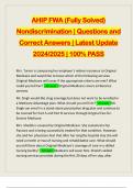 AHIP FWA (Fully Solved) Nondiscrimination | Questions and Correct Answers | Latest Update 2024/2025 | 100% PASS