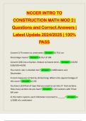 NCCER INTRO TO CONSTRUCTION MATH MOD 2 | Questions and Correct Answers | Latest Update 2024/2025 | 100% PASS