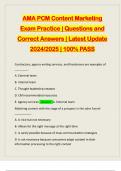 AMA PCM Content Marketing Exam Practice | Questions and Correct Answers | Latest Update 2024/2025 | 100% PASS