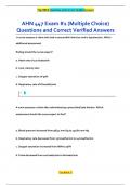 AHN 447 Exam #1 (Multiple Choice) Questions and Correct Verified Answers