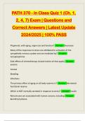 PATH 370 - In Class Quiz 1 (Ch. 1, 2, 4, 7) Exam | Questions and Correct Answers | Latest Update 2024/2025 | 100% PASS