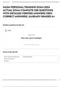 NASM PERSONAL TRAINING EXAM 2024 ACTUAL EXAM COMPLETE 200 QUESTIONS WITH DETAILED VERIFIED ANSWERS (100% CORRECT ANSWERS) /ALREADY GRADED A+