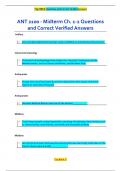 ANT 2100 - Midterm Ch. 1-2 Questions  and Correct Verified Answers