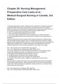 Chapter 20: Nursing Management: Preoperative Care Lewis et al.: Medical-Surgical Nursing in Canada, 3rd Edition QUESTIONS AND CORRECT DETAILED ANSWERS WITH RATIONALES 2025/2026 (VERIFIED ANSWERS) |ALREADY GRADED A+