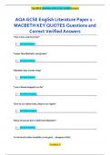 AQA GCSE English Literature Paper 1 - MACBETH KEY QUOTES Questions and  Correct Verified Answers