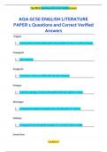 AQA GCSE ENGLISH LITERATURE  PAPER 1 Questions and Correct Verified  Answers