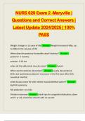 NURS 629 Exam 2 -Maryville | Questions and Correct Answers | Latest Update 2024/2025 | 100% PASS