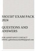 SSO1507 Exam pack 2024(Questions and answers)