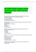 ACCUPLACER Practice Exam Questions with 100% Correct Answers 