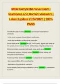 MSW Comprehensive Exam | Questions and Correct Answers | Latest Update 2024/2025 | 100% PASS