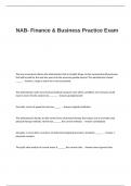 NAB- Finance & Business Practice Exam Questions and Answers