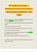 NV Health Final Exam 1 | Questions and Correct Answers | Latest Update 2024/2025 | 100% PASS