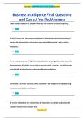 Business Intelligence Final Questions  and Correct Verified Answers