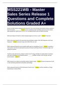 MSS221WB - Master Sales Series Release 1 Questions and Complete Solutions Graded A+