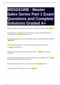 MSS241WB - Master Sales Series Part 1 Exam Questions and Complete Solutions Graded A+