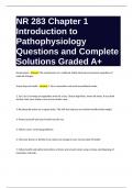 NR 283 Chapter 1 Introduction to Pathophysiology Questions and Complete Solutions Graded A+