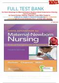      FULL TEST BANK For Davis Advantage for Maternal-Newborn Nursing Critical Components of Nursing Care Fourth Edition by Connie Durham, Roberta; Chapman, Linda; Miller Graded A+     