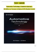 Test Bank for Automotive Technology: A Systems Approach, 8th Edition by Thompson & Erjavec  All 1-55 Chapters Covered ,Latest Edition, ISBN:9780357934616