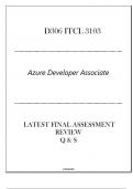 (D306) ITCL 3103 Azure Developer Associate - Latest FA Review Q & S 2024.