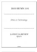 (D333) HUMN 1101 Ethics in Technology - Latest OA Review Q & S 2024.