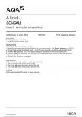 AQA A-level BENGALI Paper 2 Writing (Set texts and films) 7637-2  question paper june 2024 