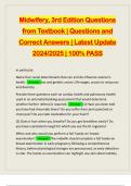 Midwifery, 3rd Edition Questions from Textbook | Questions and Correct Answers | Latest Update 2024/2025 | 100% PASS