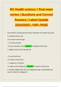 NC Health science 1 final exam review | Questions and Correct Answers | Latest Update 2024/2025 | 100% PASS