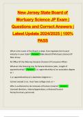 New Jersey State Board of Mortuary Science JP Exam | Questions and Correct Answers | Latest Update 2024/2025 | 100% PASS