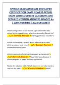 APPIAN LEAD ASSOCIATE DEVELOPER  CERTIFICATION EXAM NEWEST ACTUAL  EXAM WITH COMPLETE QUESTIONS AND  DETAILED VERIFIED ANSWERS GRADED A+  | 100% VERIFIED | 2024 UPDATE!!!