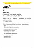 AQA AS HISTORY Democracy and Nazism: Germany, 1918–1945 Component 2O The Weimar Republic, 1918–1933 MAY 2024 Question Paper and Mark Scheme