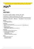 AQA AS HISTORY The quest for political stability: Germany, 1871–1991 Component 1L Empire to democracy, 1871–1929 MAY 2024 Question Paper and Mark Scheme