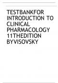 Test Bank - Introduction to Clinical Pharmacology 11th Edition by Constance G Visovsky, All Chapters | Latest Update | Complete Guide A+