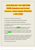 LSUE BIOLOGY 1001 MIDTERM EXAM | Questions and Correct Answers | Latest Update 2024/2025 | 100% PASS