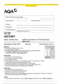 AQA GCSE HISTORY Paper 1 Section B/A: Conflict and tension: the First World War, 1894–1918 MAY 2024 Question Paper and Mark Scheme