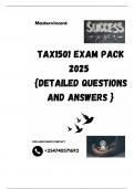 TAX1501 EXAM PACK 2025  {DETAILED QUESTIONS AND ANSWERS }