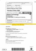 Pearson Edexcel Level 3 GCE Music Technology Advanced COMPONENT 3: Listening and Analysing MAY 2024 Question Paper + FINAL Mark Scheme