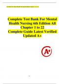 Test Bank For Mental Health Nursing 6th Edition by Linda M. Gorman; Robynn Anwar  All Chapter 1 to 22 Complete Guide A+