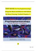 TEST BANK For Psychopharmacology: Drugs, the Brain, and Behavior, 4th Edition By Meyer Nursing, Complete Chapters 1 - 20, Newest Version