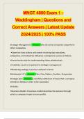 MNGT 4800 Exam 1 – Waddingham | Questions and Correct Answers | Latest Update 2024/2025 | 100% PASS