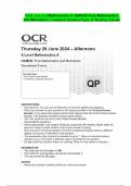 OCR AS Level Mathematics A H240/03 Pure Mathematics  and Mechanics Combined Question Paper & Marking Scheme