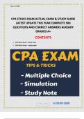 CPA ETHICS EXAM ACTUAL EXAM & STUDY GUIDE LATEST UPDATE THIS YEAR COMPLETE 500 QUESTIONS AND CORRECT ANSWERS ALREADY GRADED A+